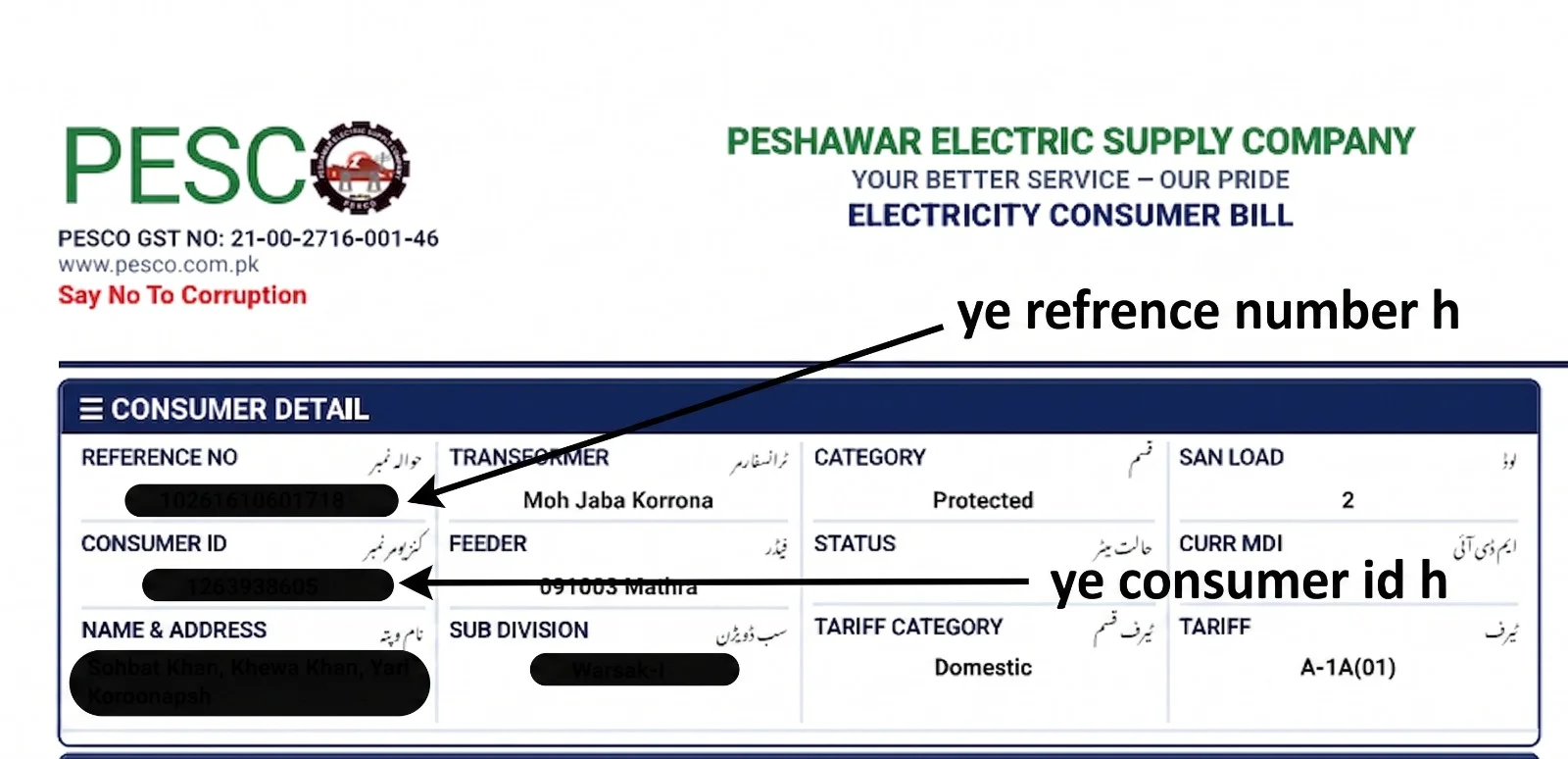 PESCO Bill Check Reference Number Guide